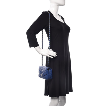 Chanel Caviar Chevron Quilted Small Single Flap Blue 2 of 13