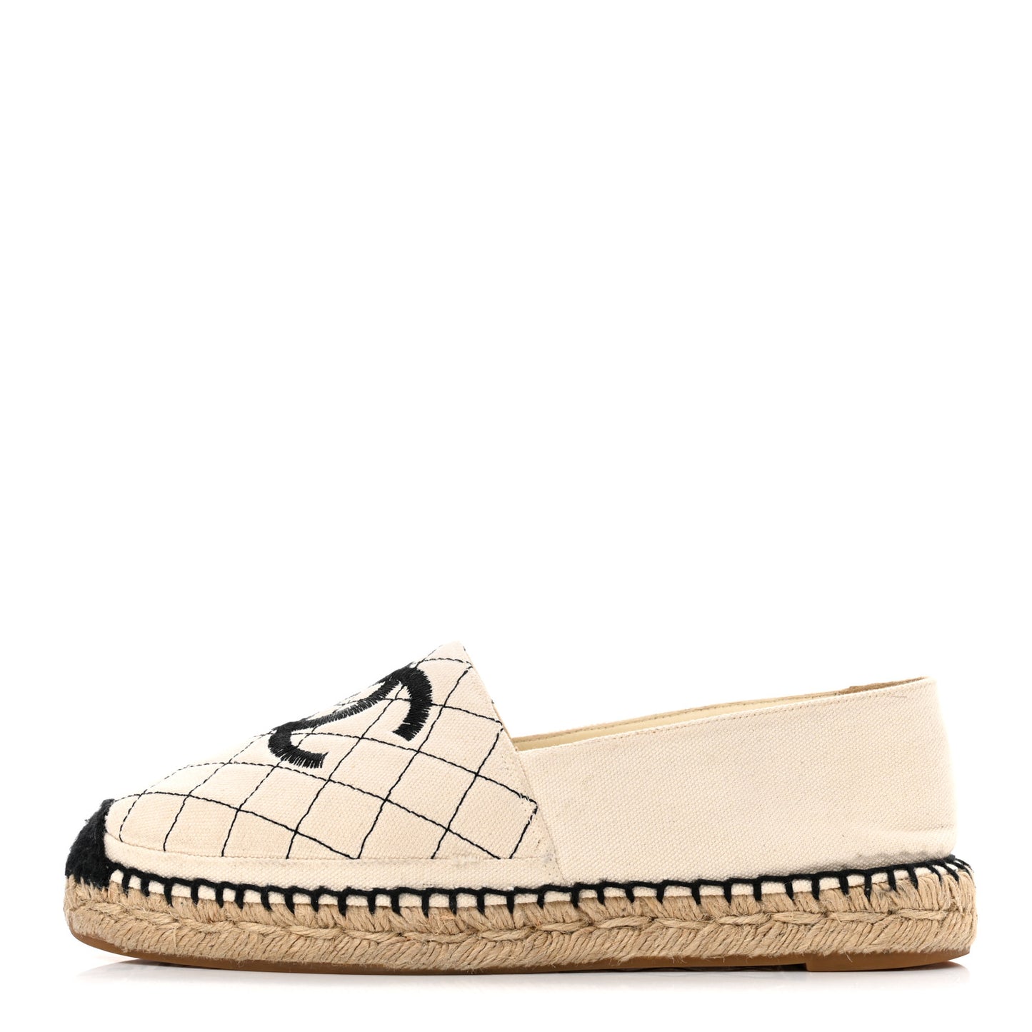 Fabric Biarritz CC Espadrilles 37 Beige Black