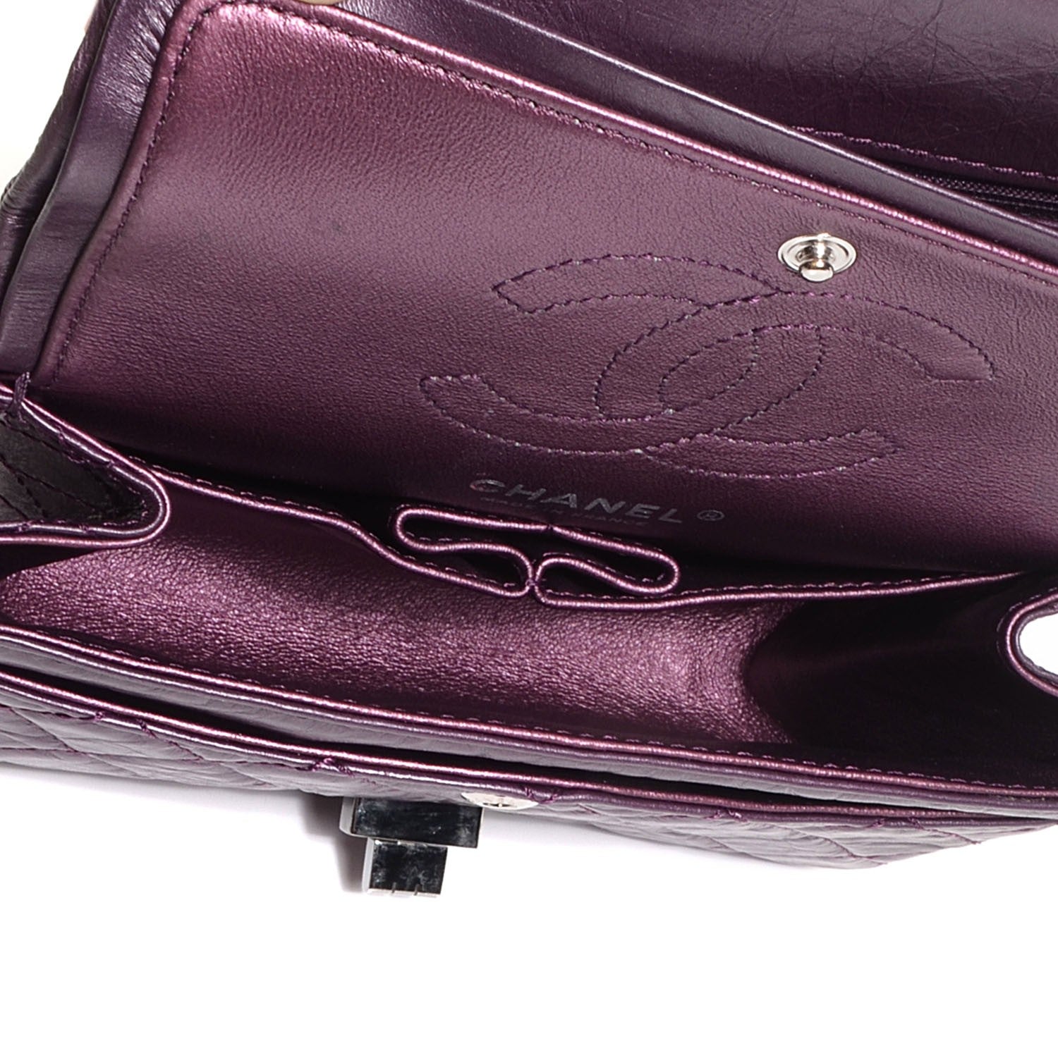 Chanel Aged Calfskin 2.55 Reissue 224 Flap Metallic Purple 5 of 8