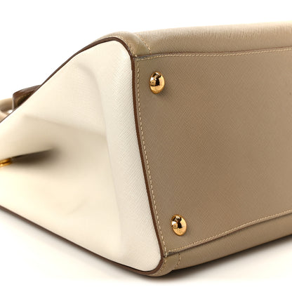 Prada Saffiano Lux Bi-Color Tote Bag Visone Talco 9 of 10