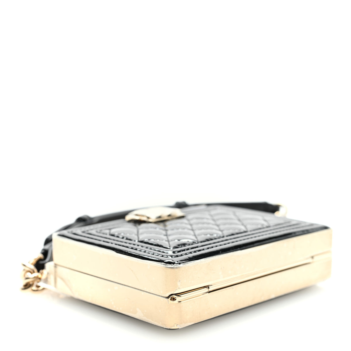 Patent Calfskin Boy Minaudiere Black