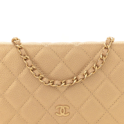Chanel Pearly Caviar Quilted Wallet On Chain WOC Gold 8 of 11