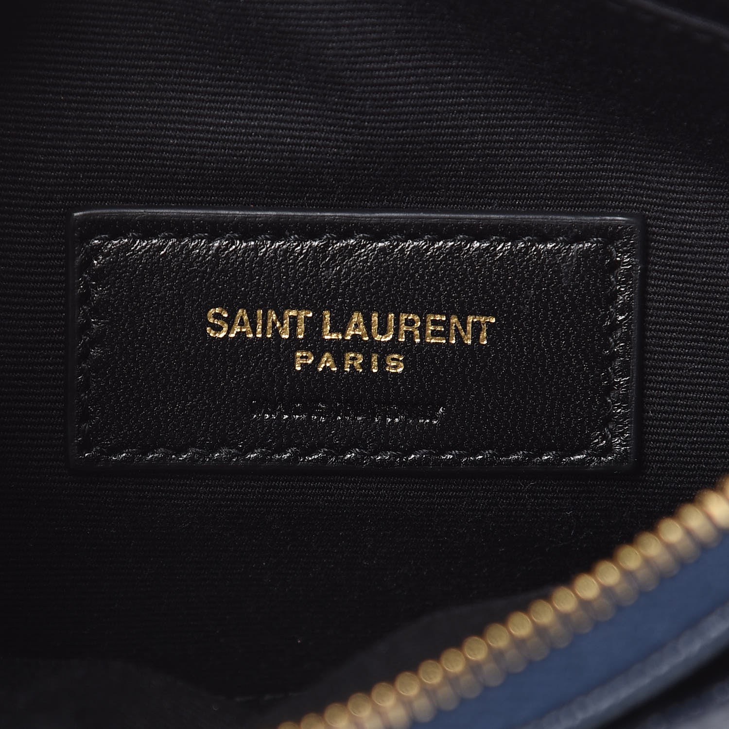 Saint Laurent Grain De Poudre Chevron Monogram Bill Pouch Navy 6 of 8