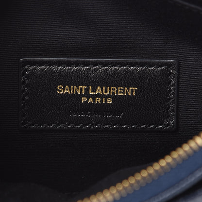 Saint Laurent Grain De Poudre Chevron Monogram Bill Pouch Navy 6 of 8