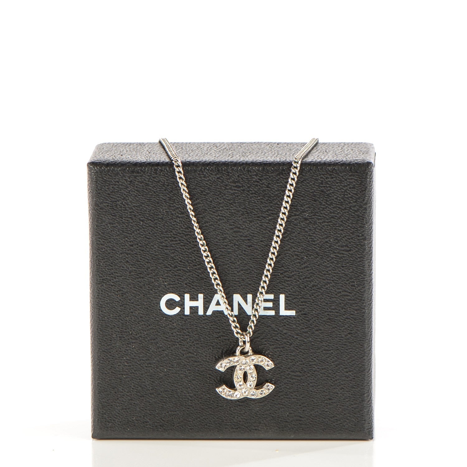 Chanel Crystal Timeless CC Necklace Silver 5 of 5