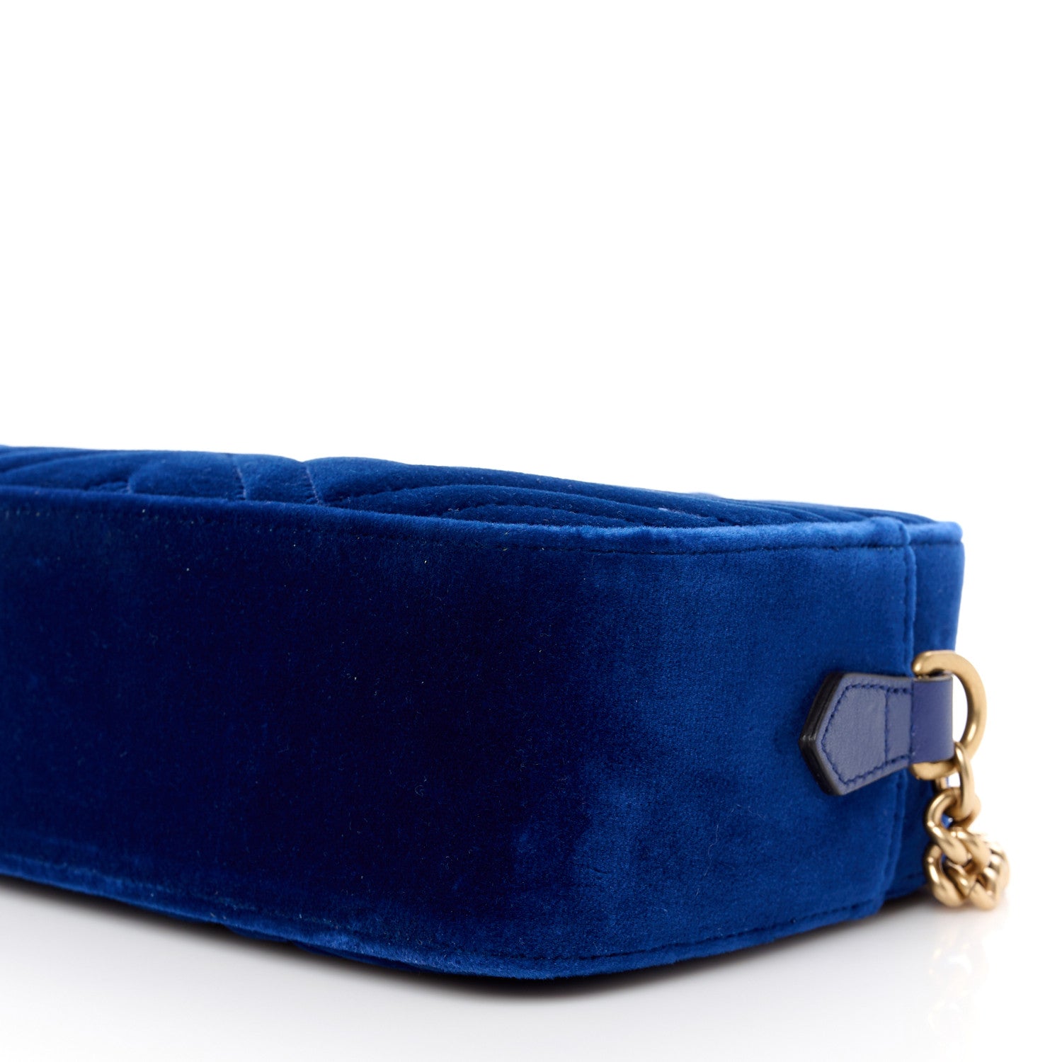 Gucci Velvet Matelasse Small GG Marmont Chain Shoulder Bag Cobalt 11 of 11