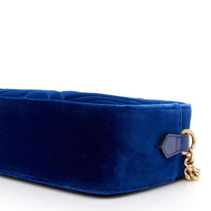 Gucci Velvet Matelasse Small GG Marmont Chain Shoulder Bag Cobalt 11 of 11