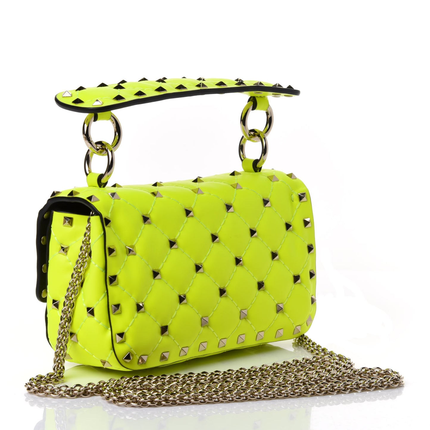 Calfskin Mini Rockstud Spike Shoulder Bag Lime