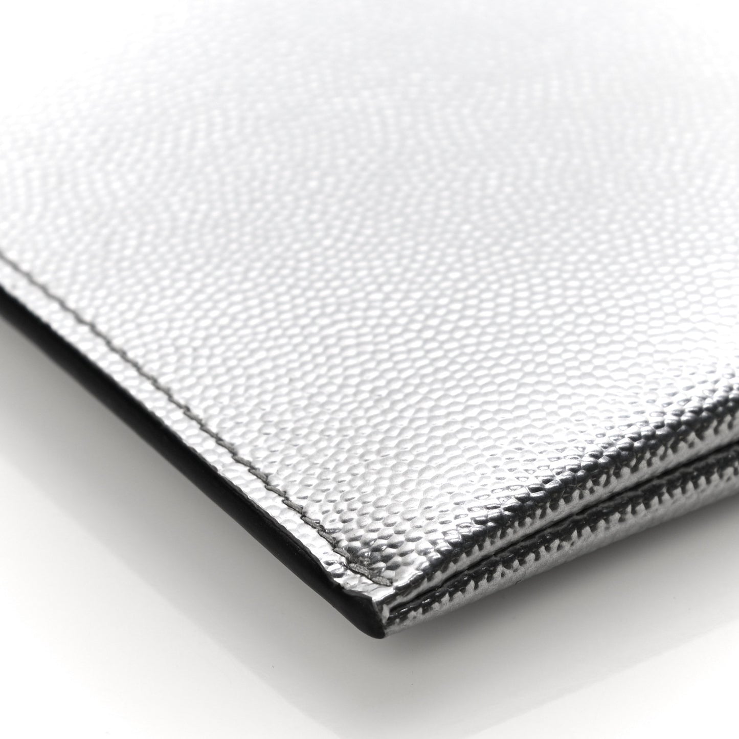 Metallic Grain De Poudre Monogram Bill Pouch Argento