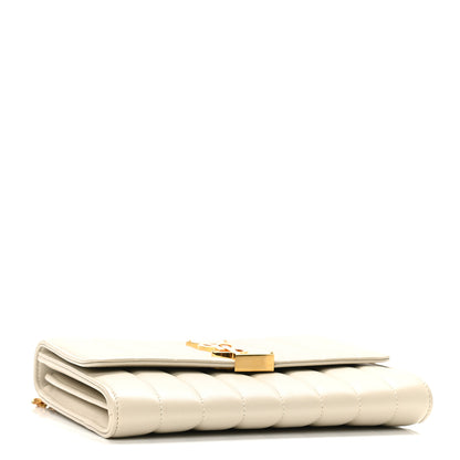 Saint Laurent Lambskin Matelasse Monogram Vicky Chain Wallet Off White 4 of 11