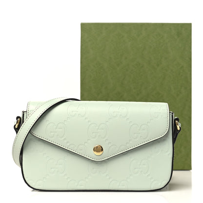 Gucci Calfskin GG Super Mini Shoulder Bag Pale Green 11 of 11