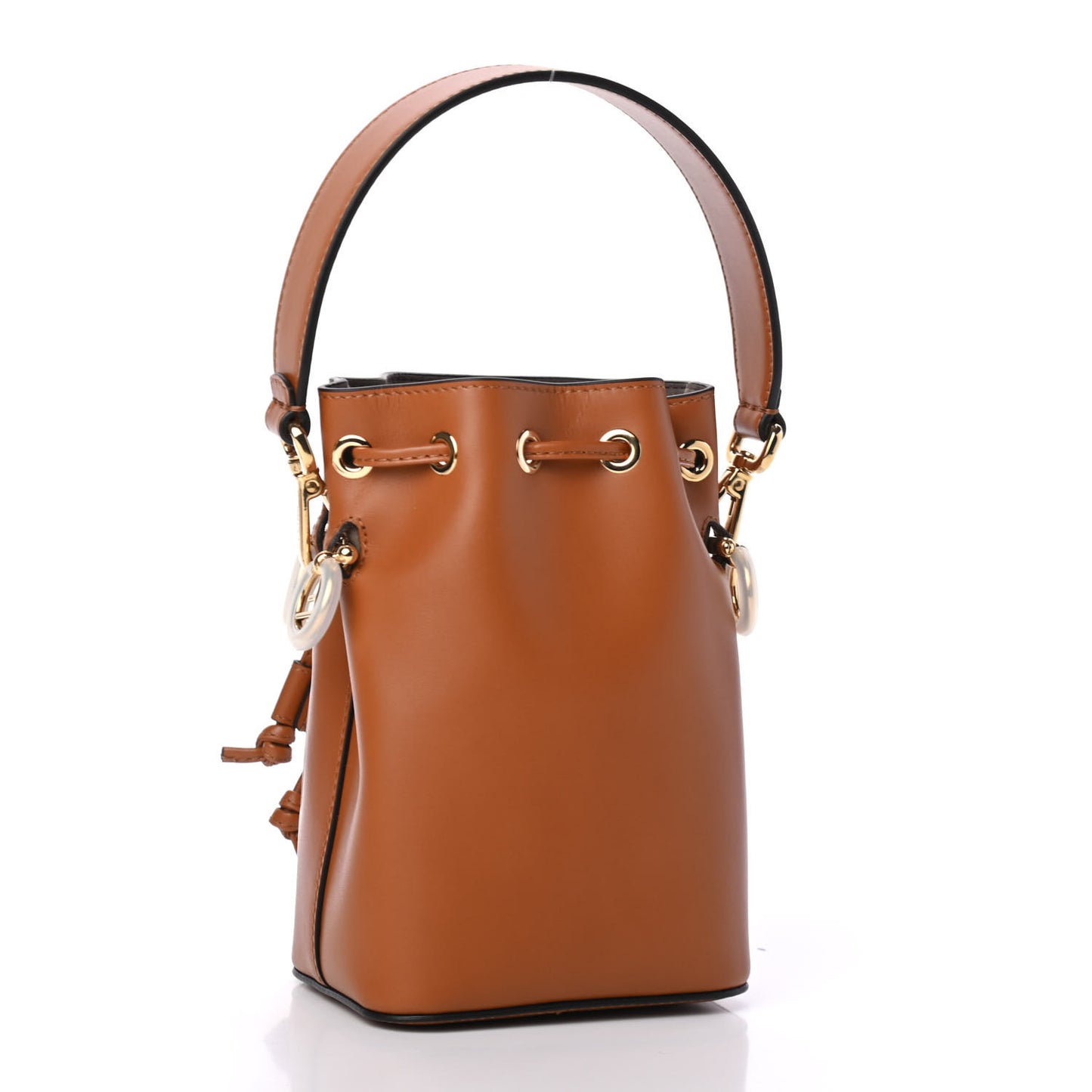 Vitello King F is Fendi Logo Embossed Mini Mon Tresor Bucket Bag Cuoio