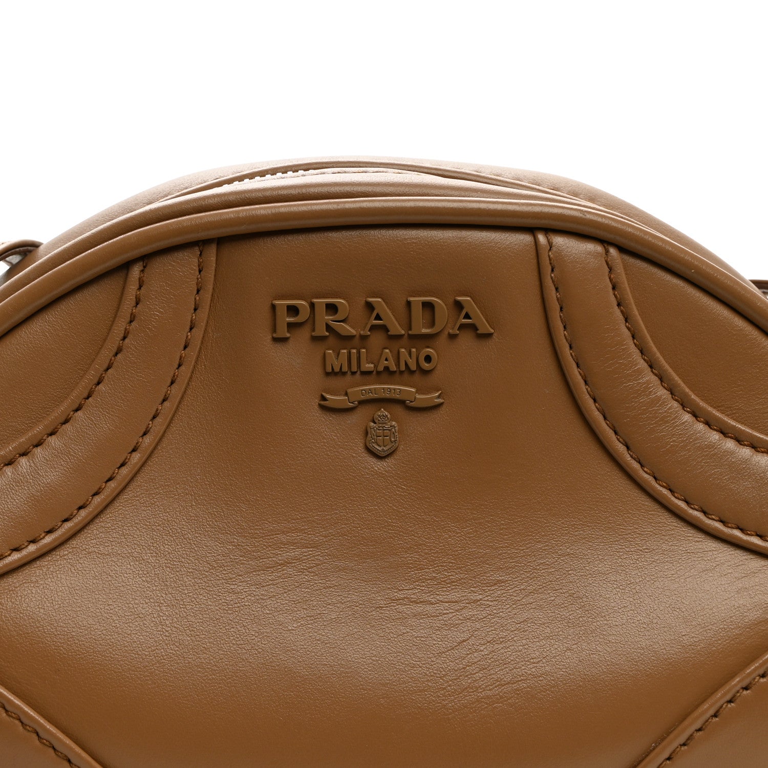 Prada Soft Calfskin Bowling Crossbody Bag Caramel 6 of 8