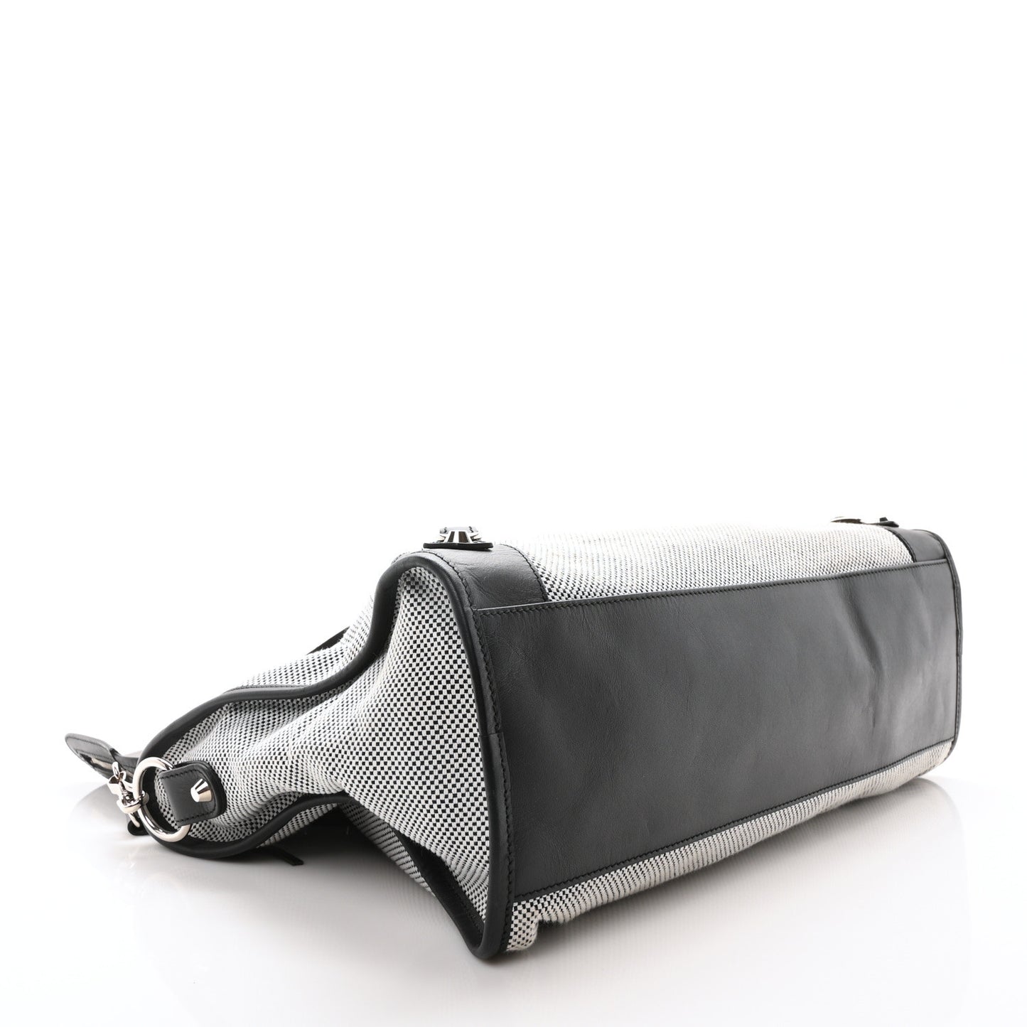 Calfskin Twill Classic Hardware Perforated City Black White