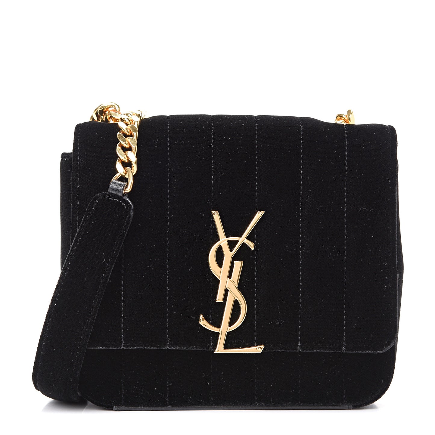 Velvet Matelasse Small Vicky Chain Bag Black