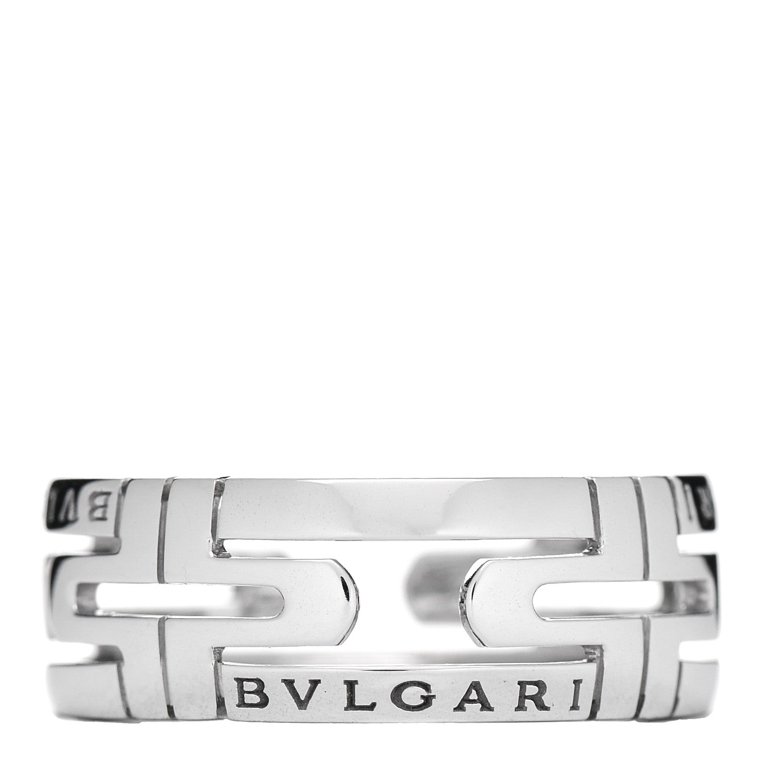 Bulgari 18K White Gold Wide Parentesi Band Ring 56 7.5 1 of 4