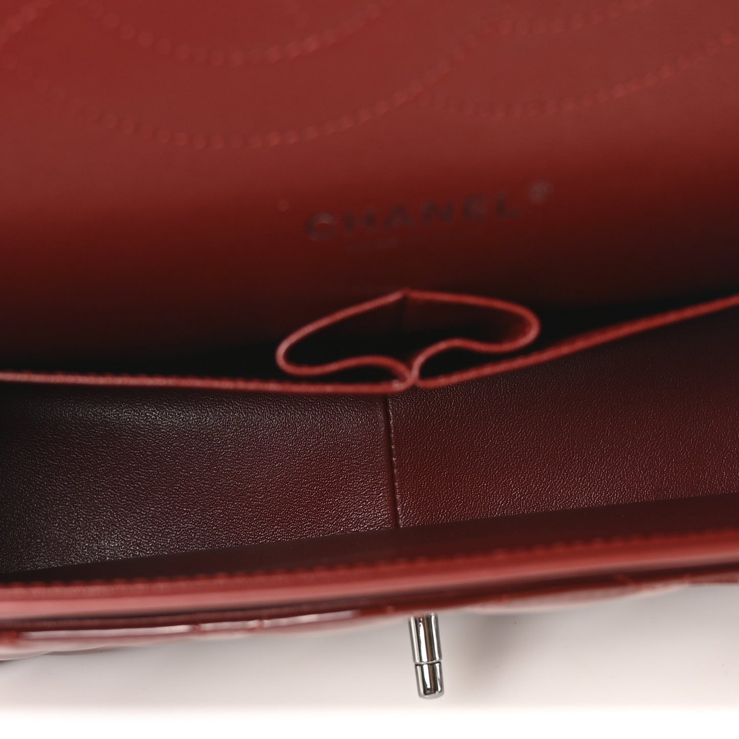 Patent Quilted Jumbo Double Flap Dark Red