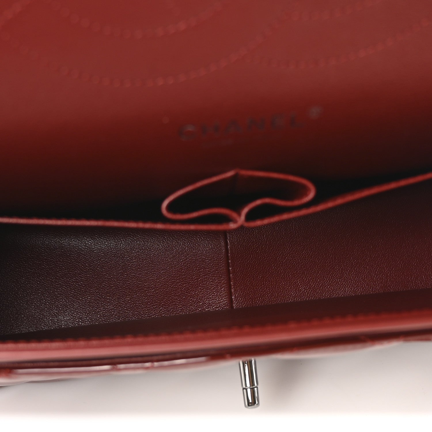 Chanel Patent Quilted Jumbo Double Flap Dark Red 5 of 11