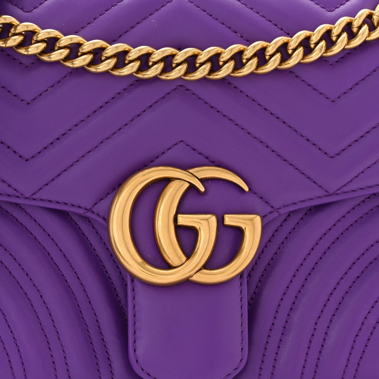 Gucci Calfskin Matelasse Small GG Marmont Shoulder Bag Shine Purple 8 of 12