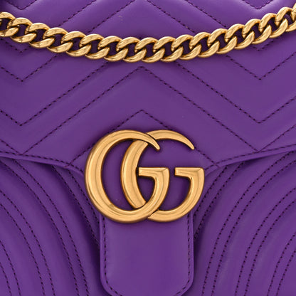 Gucci Calfskin Matelasse Small GG Marmont Shoulder Bag Shine Purple 8 of 12
