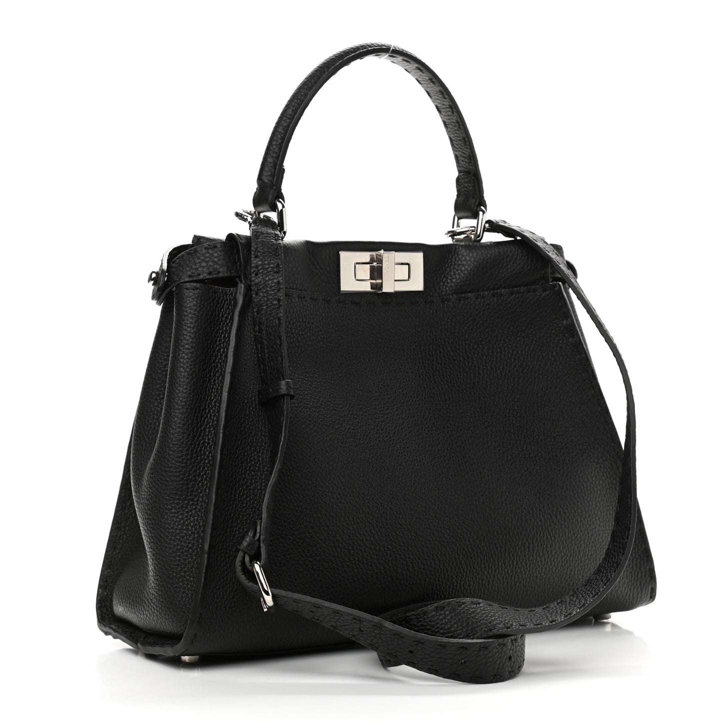 Cuoio Romano Selleria Bi-Color Medium Peekaboo Iconic Satchel Black Mou