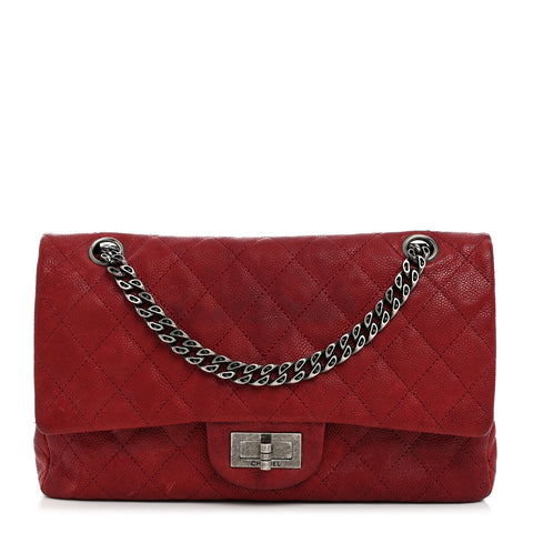 Washed Caviar Quilted 2.55 Reissue 225 Bijoux Chain Flap Red