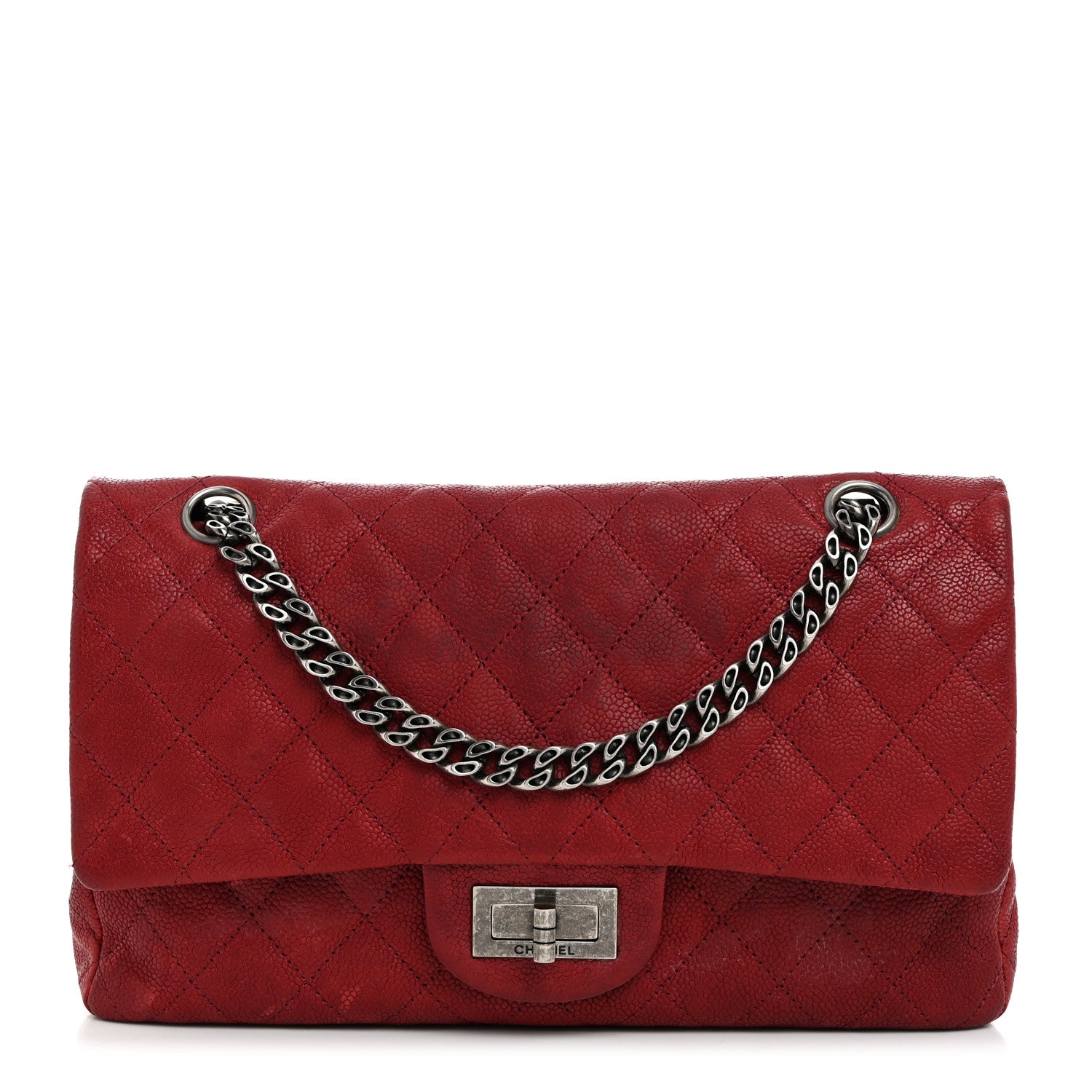Chanel Washed Caviar Quilted 2.55 Reissue 225 Bijoux Chain Flap Red 1 of 16