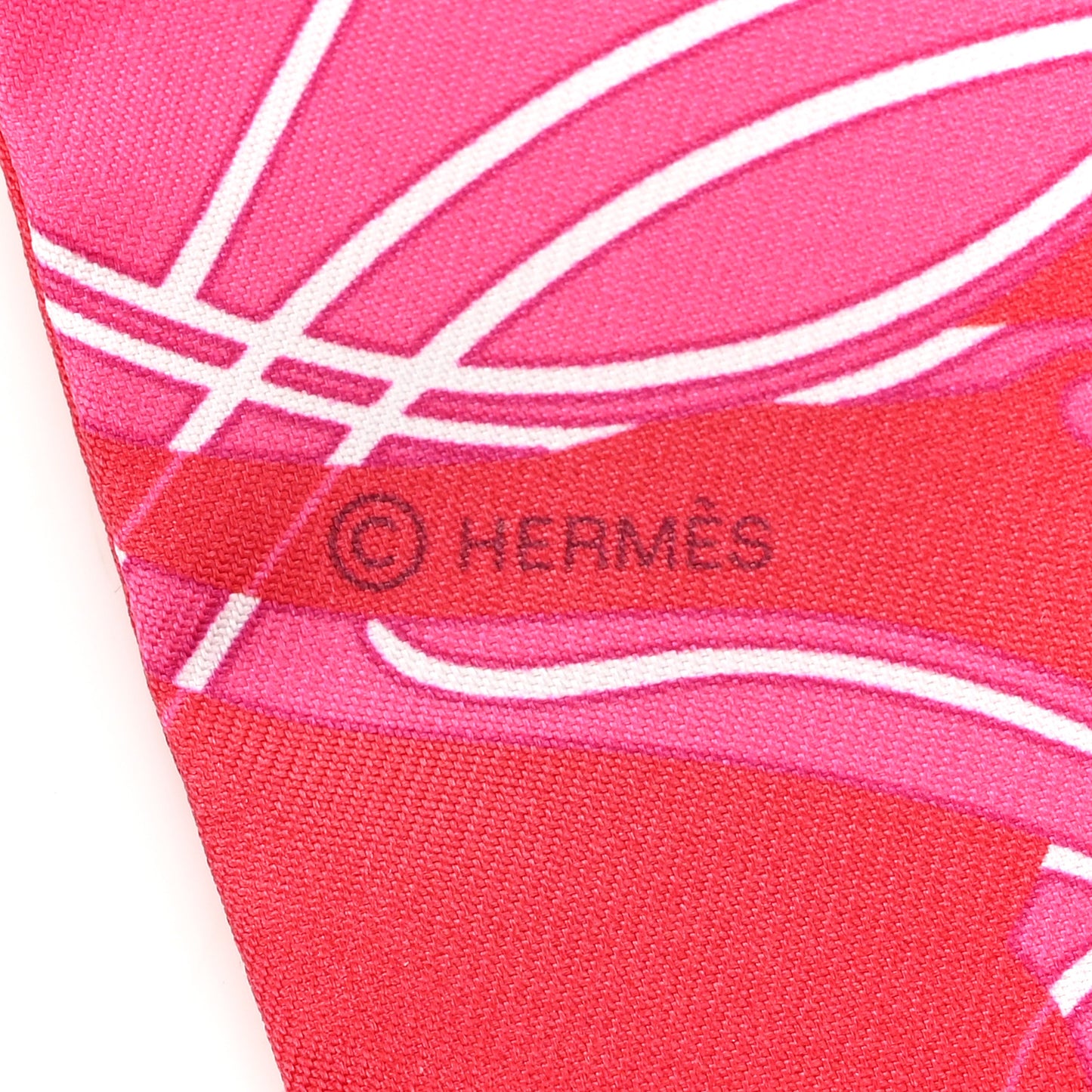 Silk Ex-Libris Twilly Fuchsia Rouge White