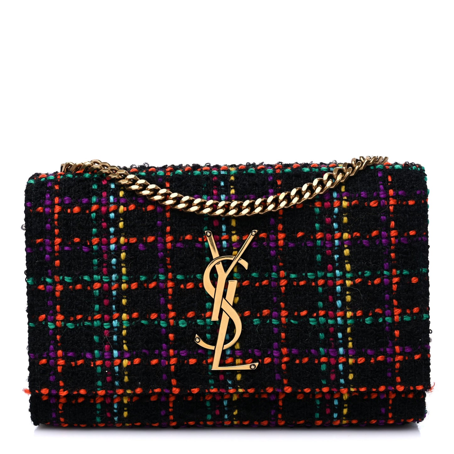Tweed Small Monogram Kate Satchel Black Multicolor