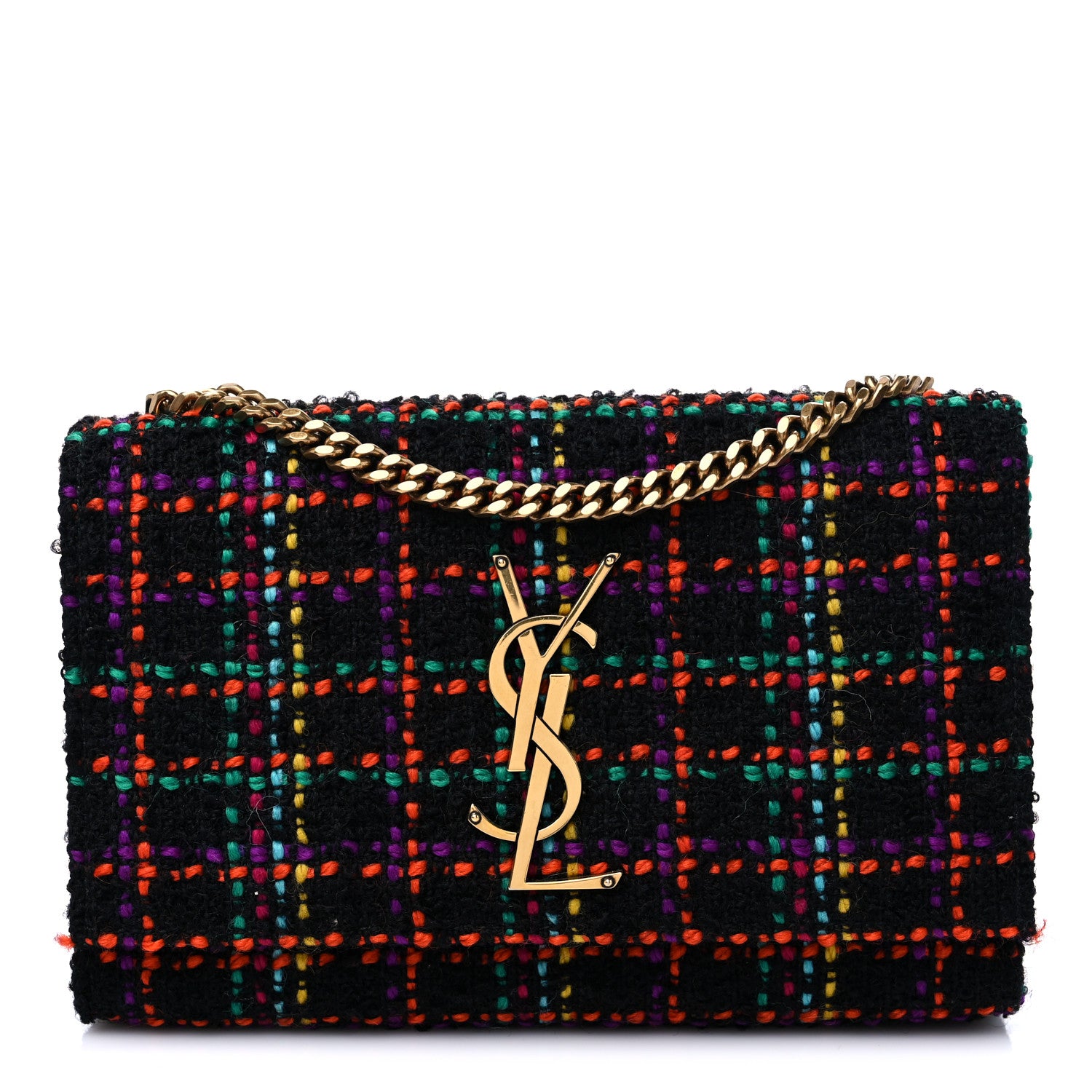 Saint Laurent Tweed Small Monogram Kate Satchel Black Multicolor 1 of 9