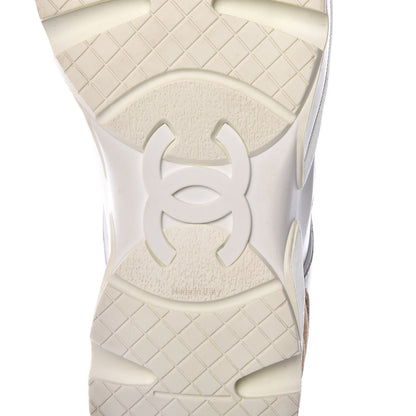 Chanel Calfskin Laminated Lambskin CC Sneakers 41 White Gold 7 of 11