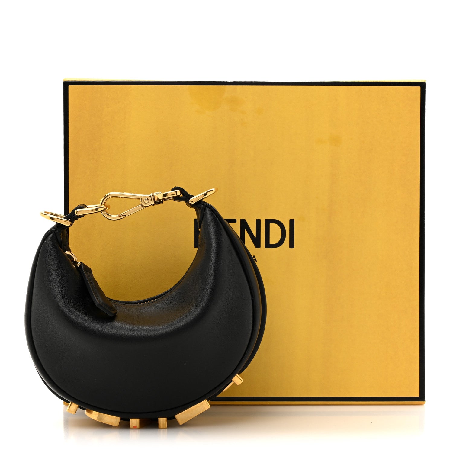 Fendi Vitello Grace Matte Nano Fendigraphy Hobo Charm Black 11 of 11