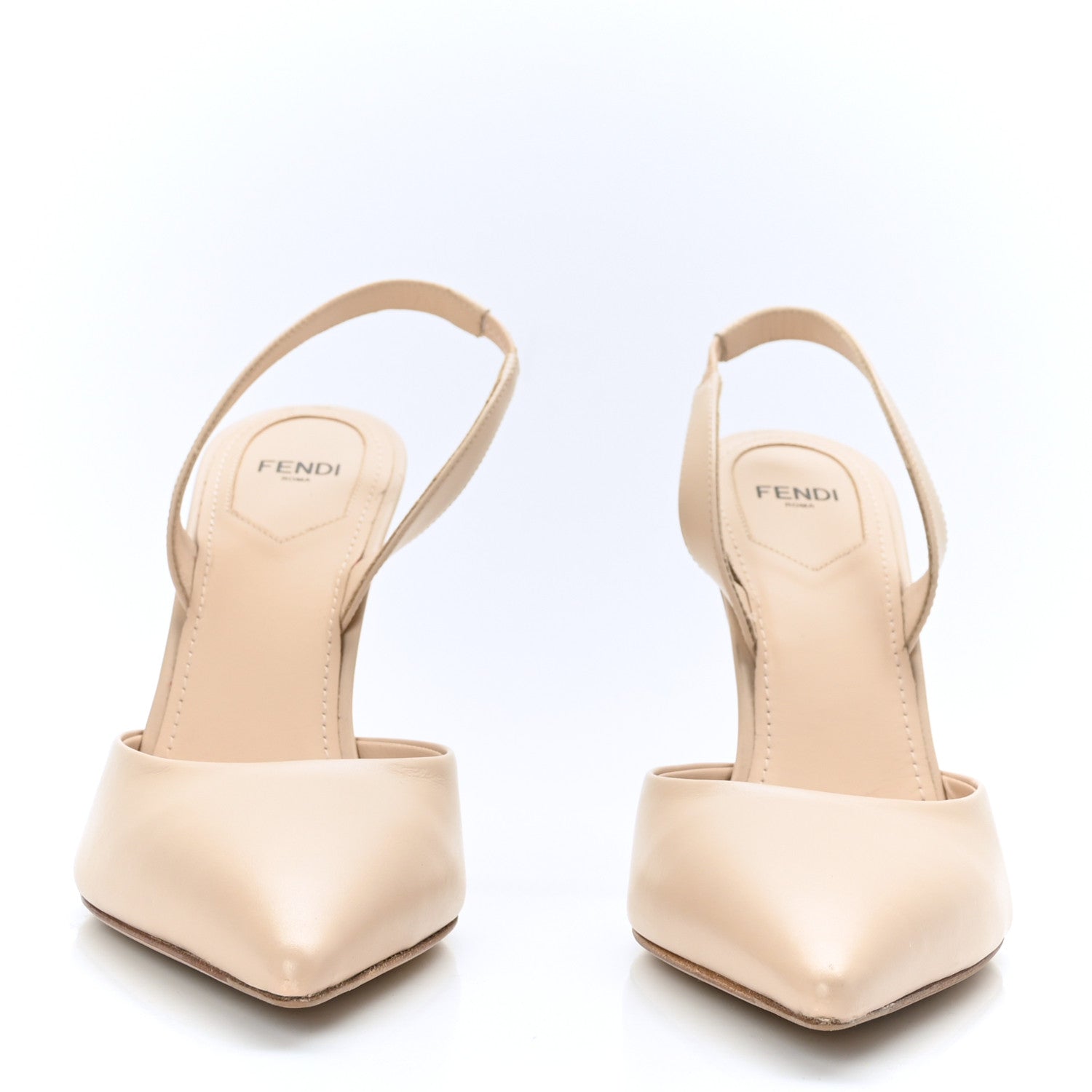 Fendi Vitello Fendi First 95mm Slingback Sandals 39 Poudre 2 of 8