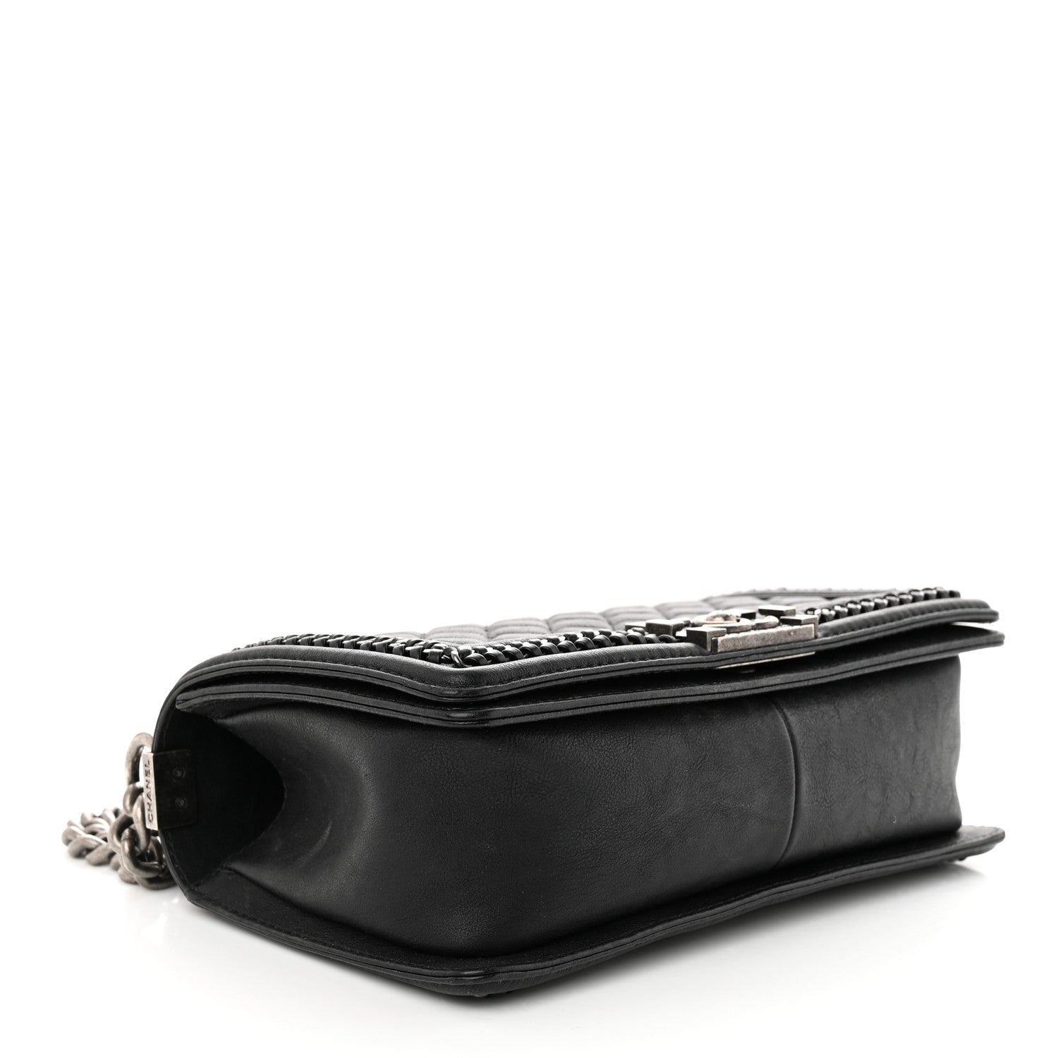 Chanel Calfskin Quilted Medium Boy Top Handle Flap Black 4 of 11