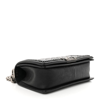 Chanel Calfskin Quilted Medium Boy Top Handle Flap Black 4 of 11