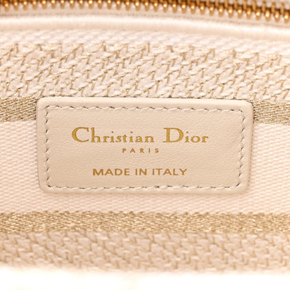 Christian Dior Canvas Embroidered Jardin D'Hiver Medium Lady D-Lite White Gold 6 of 11