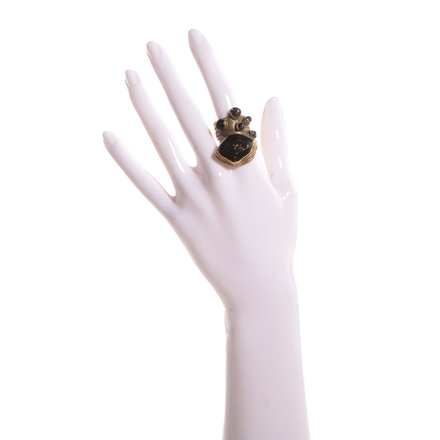 Saint Laurent Arty Enamel Ring 6.5 Black Bronze 2 of 5