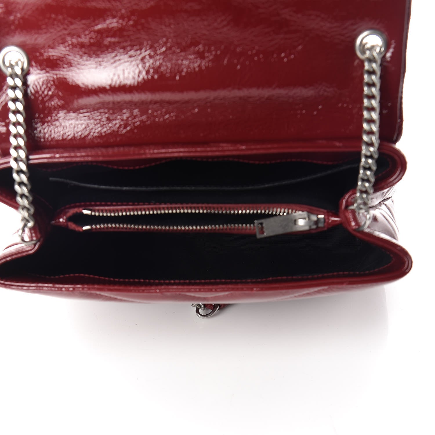 Saint Laurent Patent Y Quilted Monogram Small Loulou Chain Satchel Palissandre 7 of 10