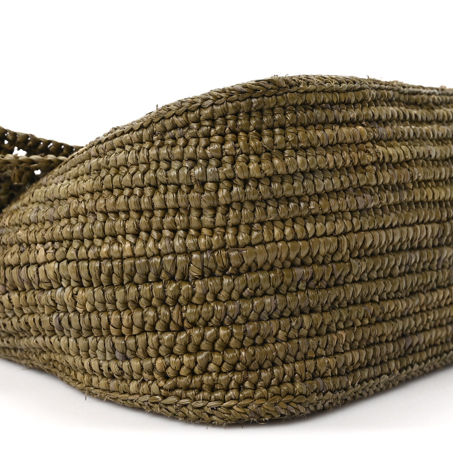 Loewe Raffia Calfskin Donut Chain Medium Ola Shoulder Bag Dark Khaki 9 of 11