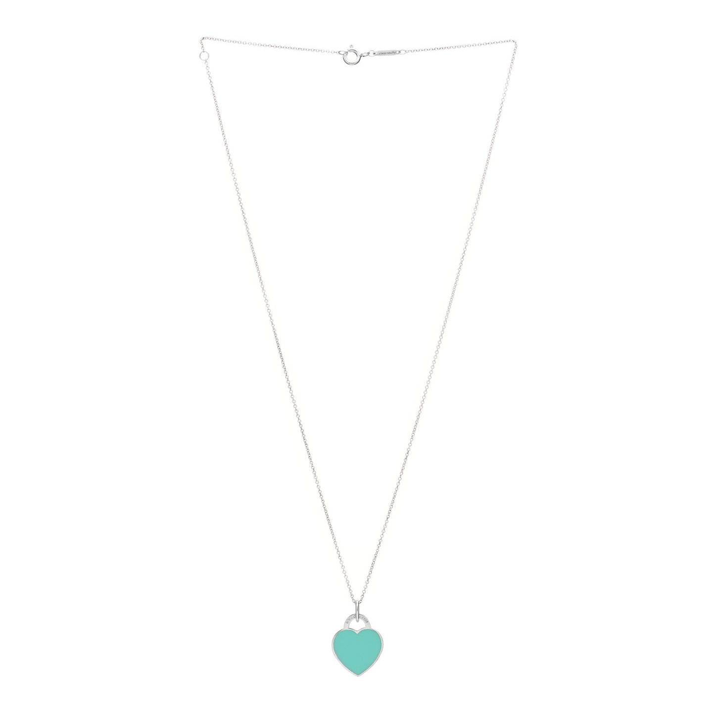 Sterling Silver Enamel Small Return to Tiffany Heart Pendant Necklace Blue