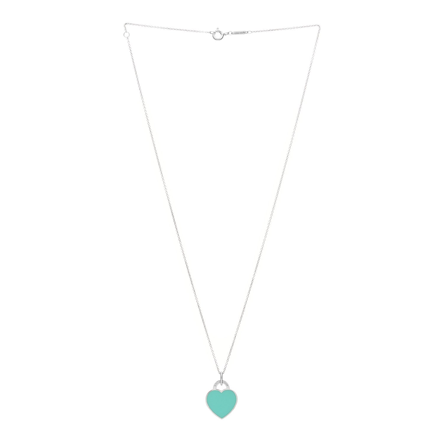 Tiffany Sterling Silver Enamel Small Return to Tiffany Heart Pendant Necklace Blue 3 of 6