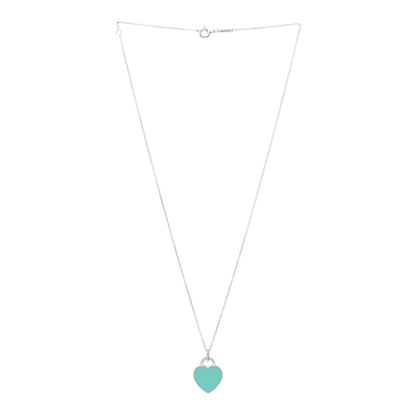 Tiffany Sterling Silver Enamel Small Return to Tiffany Heart Pendant Necklace Blue 3 of 6