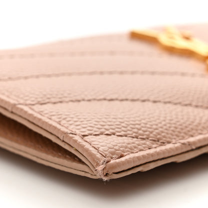 Saint Laurent Grain De Poudre Matelasse Chevron Monogram Fragments Zippered Card Case Cork 7 of 7