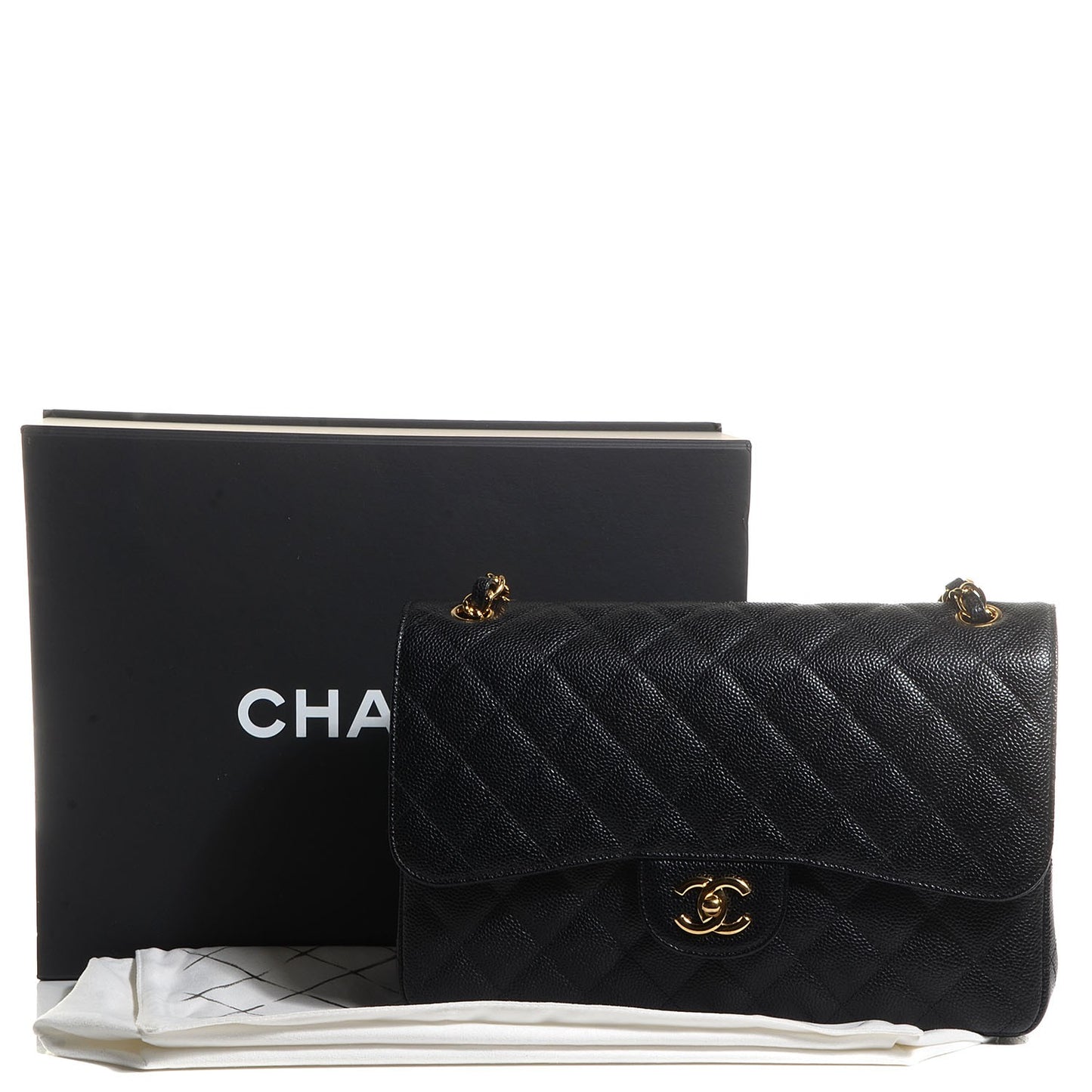 Caviar Perforated CC Shoulder Bag Black