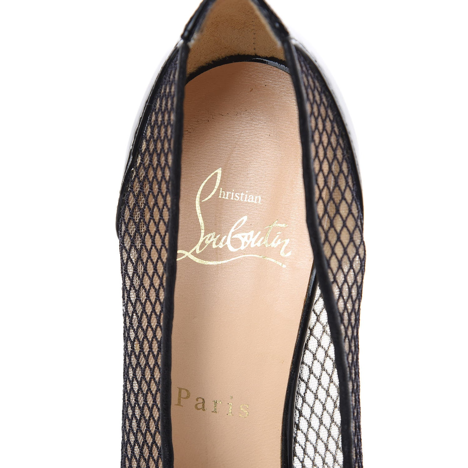 Christian Louboutin Mesh Patent Very Rete 120 Platform Peep Toe Pumps 38.5 Black 6 of 12