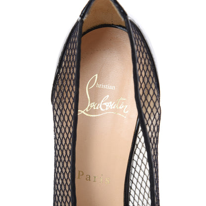 Christian Louboutin Mesh Patent Very Rete 120 Platform Peep Toe Pumps 38.5 Black 6 of 12