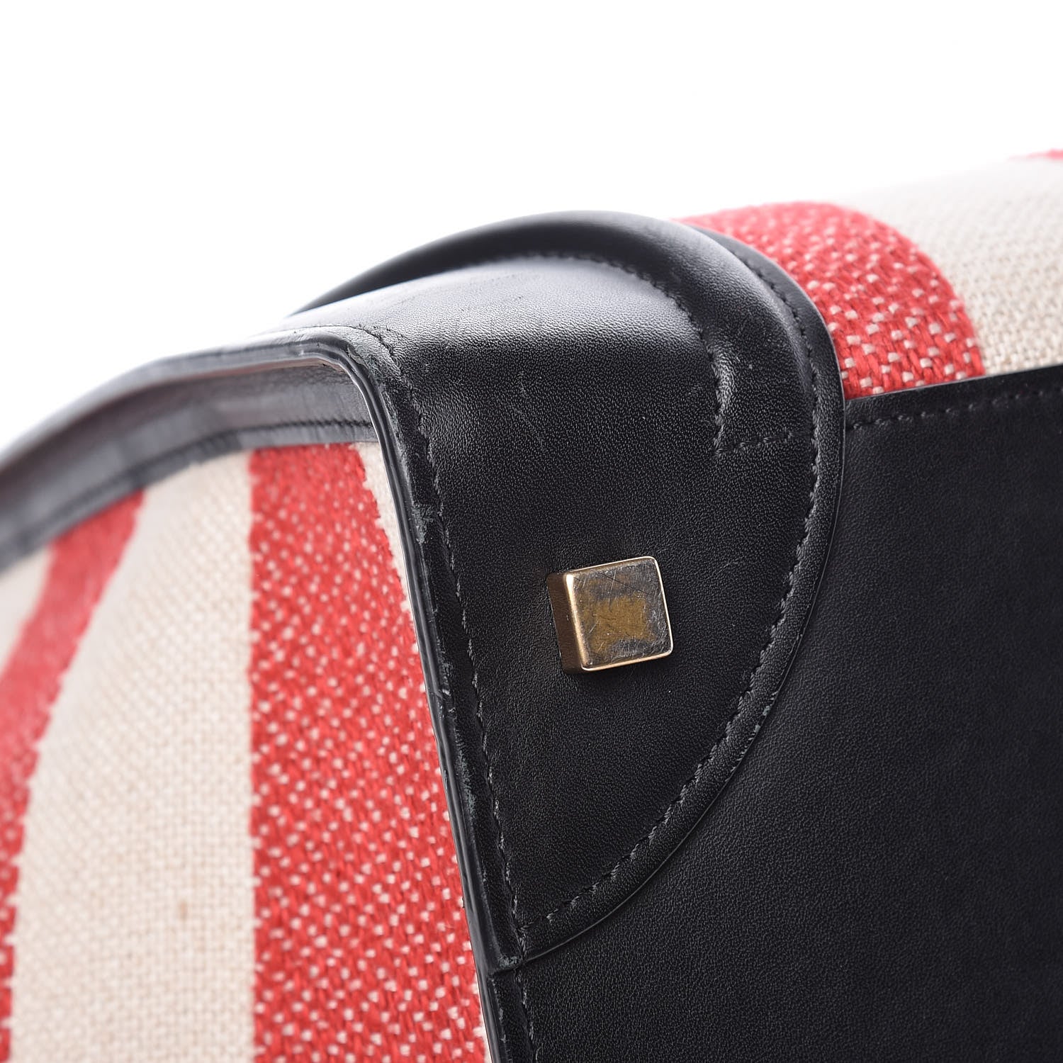 Celine Smooth Calfskin Canvas Bi-Color Striped Mini Luggage Red 10 of 14