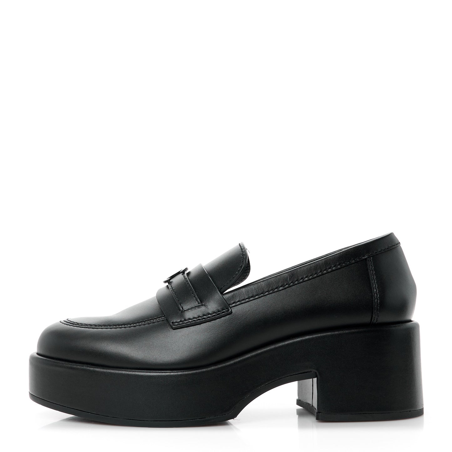 Calfskin CC Platform Loafers 38 Black