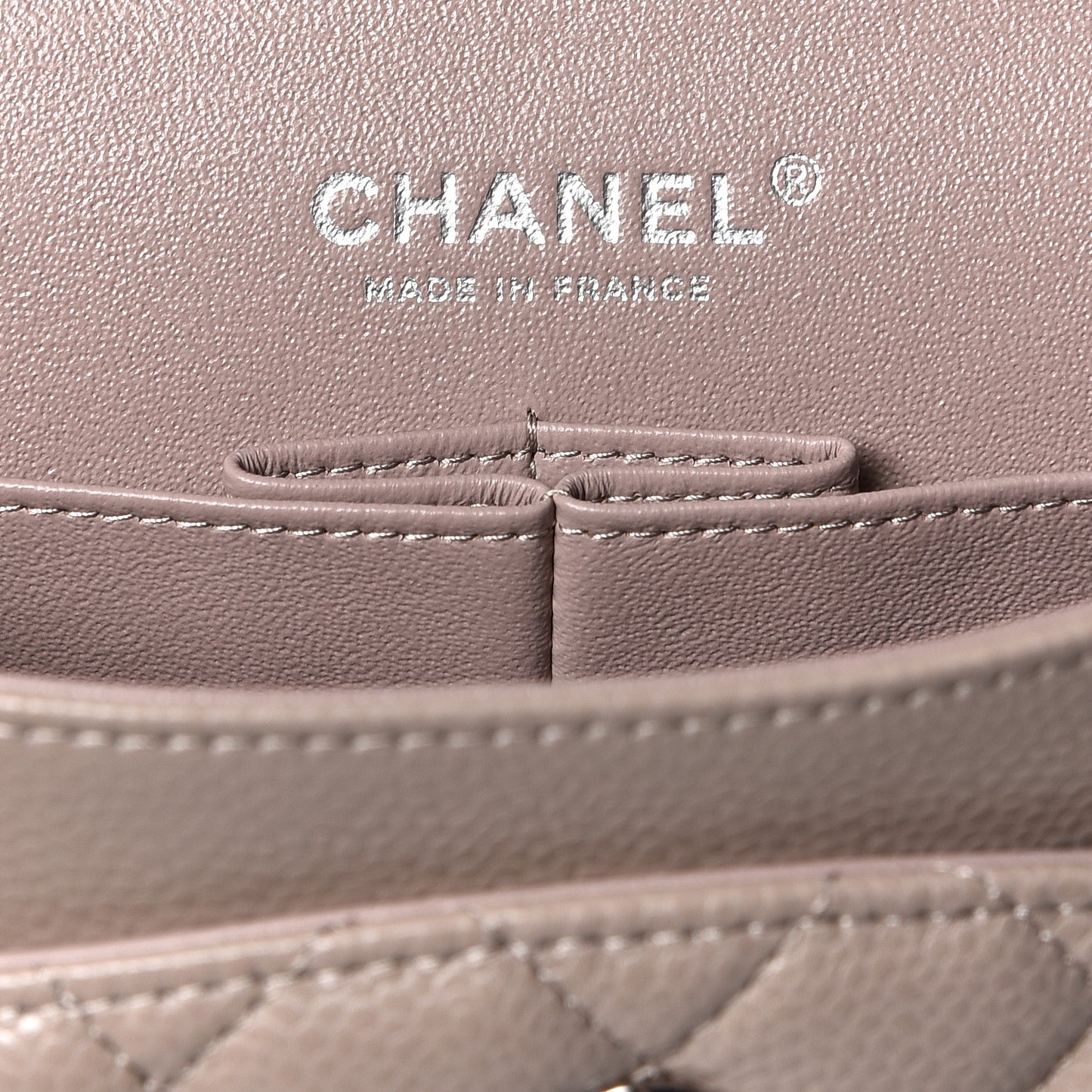 Caviar Quilted Medium Double Flap Beige
