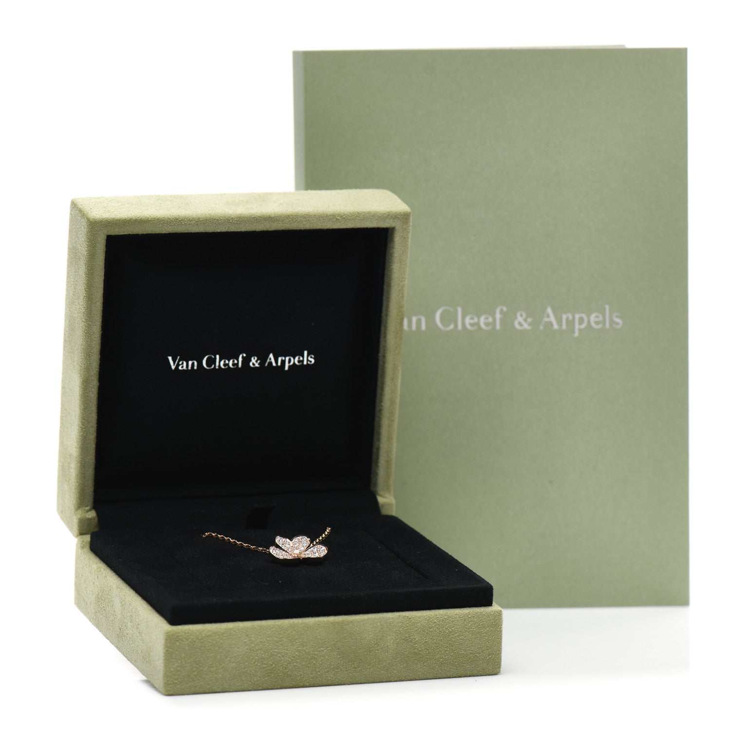 Van Cleef & Arpels 18K Rose Gold Diamond Small Frivole Pendant Pave Necklace 6 of 6